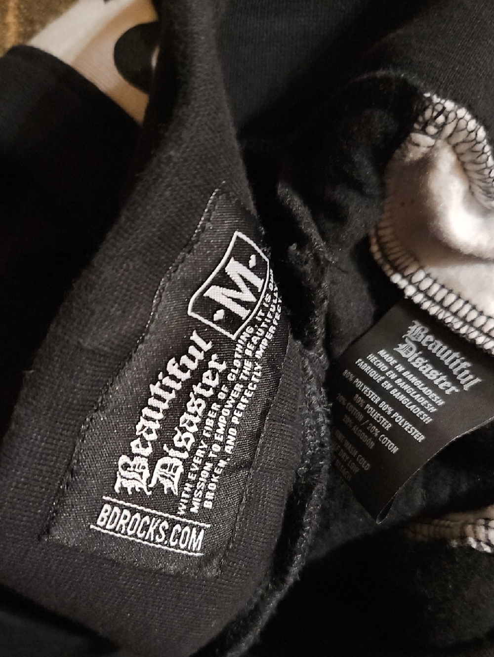 Beautiful Disaster Black White Logo Print Sweatpants Joggers - Picture 3 of 3